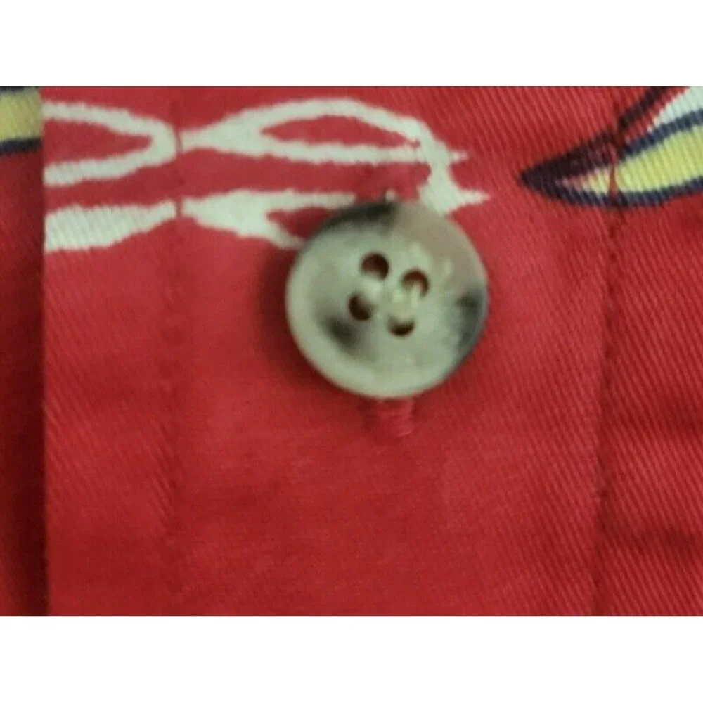 Vintage Bugle Boy Button Down Mens XXL Red W/Flag Short Sleeve Casual No Wrinkle - Picture 4 of 9